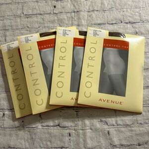 AVENUE CONTROL TOP (4) PAIRS COFFEE COLOR SIZE C/D HOSIERY SANDAL FEET STYLE